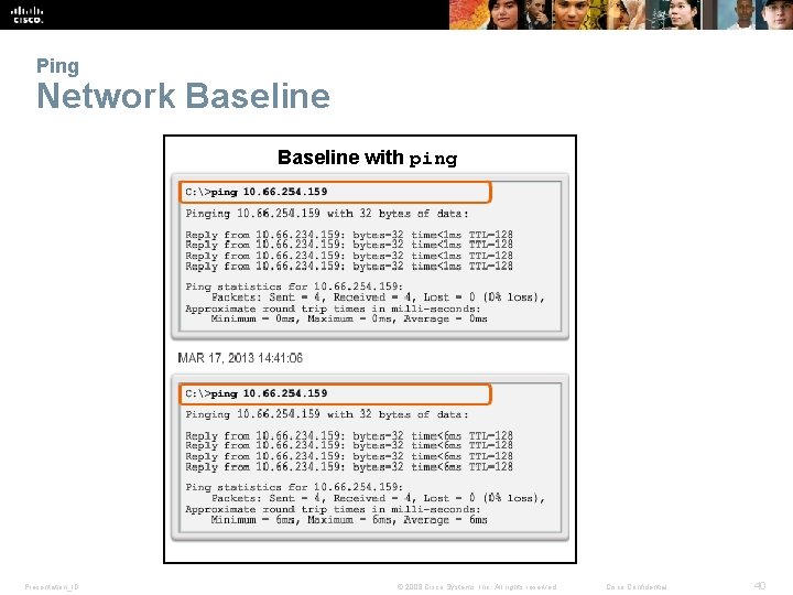 Ping Network Baseline with ping Presentation_ID © 2008 Cisco Systems, Inc. All rights reserved.