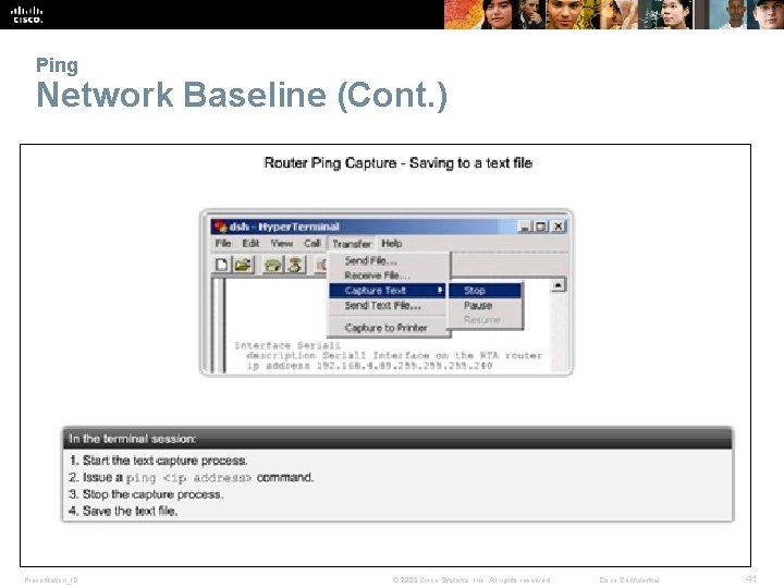 Ping Network Baseline (Cont. ) Presentation_ID © 2008 Cisco Systems, Inc. All rights reserved.