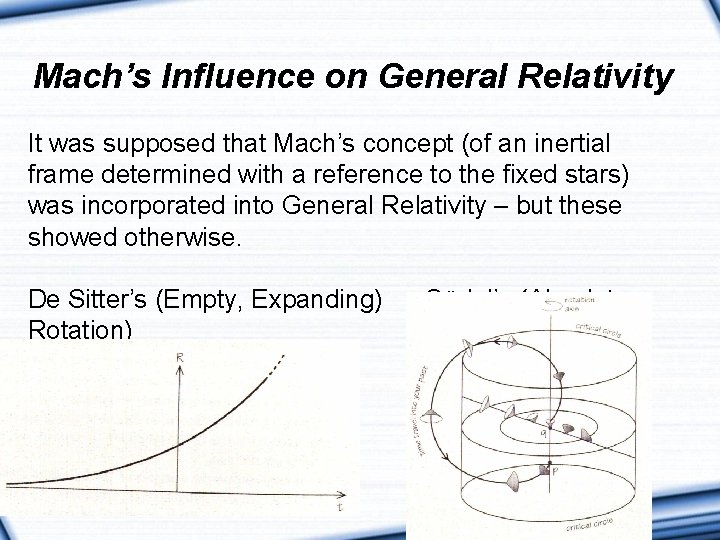 Mach’s Influence on General Relativity It was supposed that Mach’s concept (of an inertial