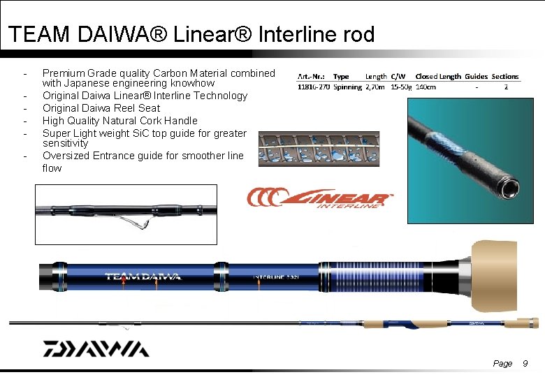 TEAM DAIWA® Linear® Interline rod - Premium Grade quality Carbon Material combined with Japanese
