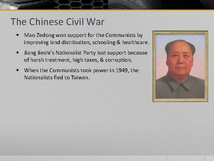 The Chinese Civil War § Mao Zedong won support for the Communists by improving