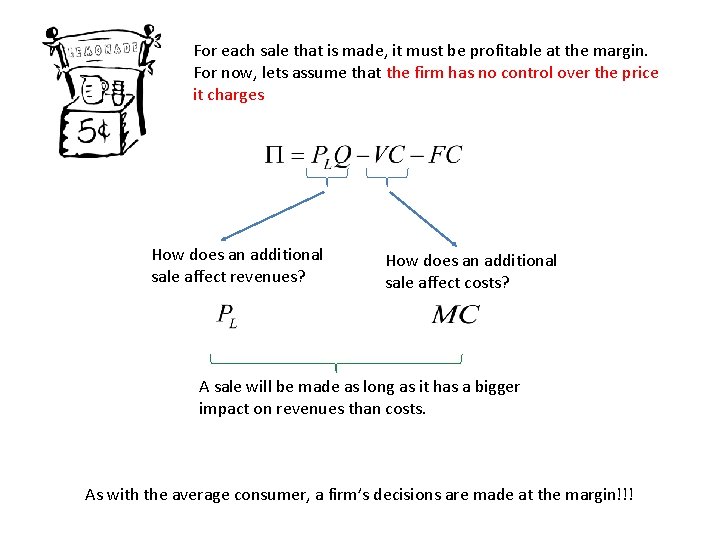 For each sale that is made, it must be profitable at the margin. For