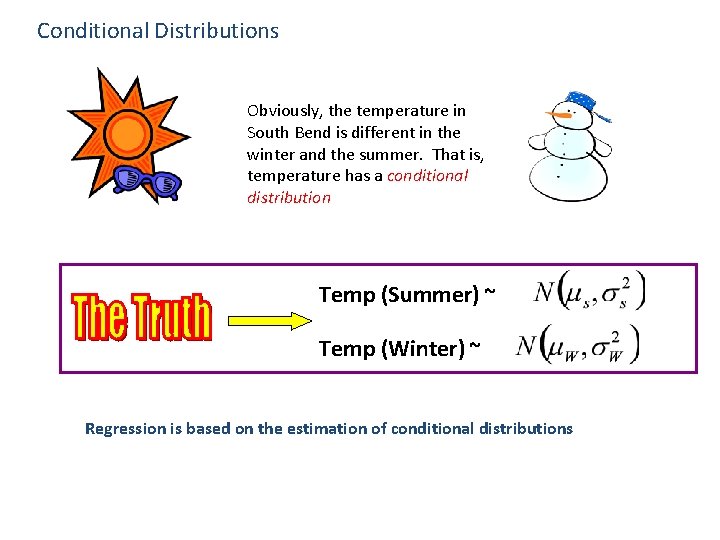 Conditional Distributions Obviously, the temperature in South Bend is different in the winter and