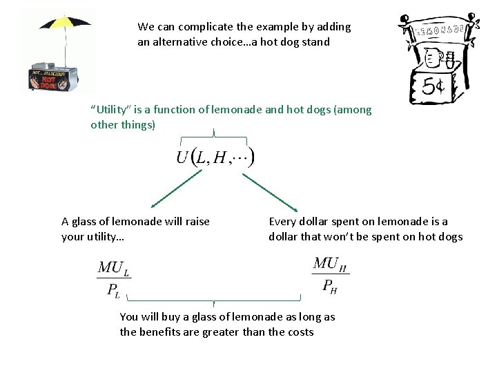 We can complicate the example by adding an alternative choice…a hot dog stand “Utility”