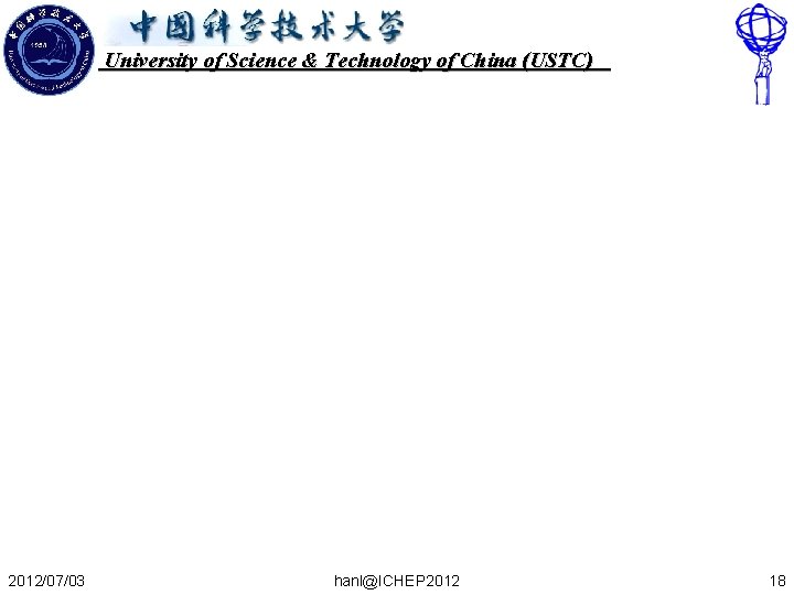 University of Science & Technology of China (USTC) 2012/07/03 hanl@ICHEP 2012 18 