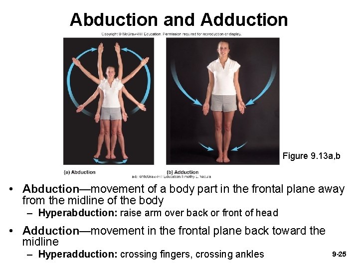 Abduction and Adduction Figure 9. 13 a, b • Abduction—movement of a body part Abduction and Adduction Figure 9. 13 a, b • Abduction—movement of a body part