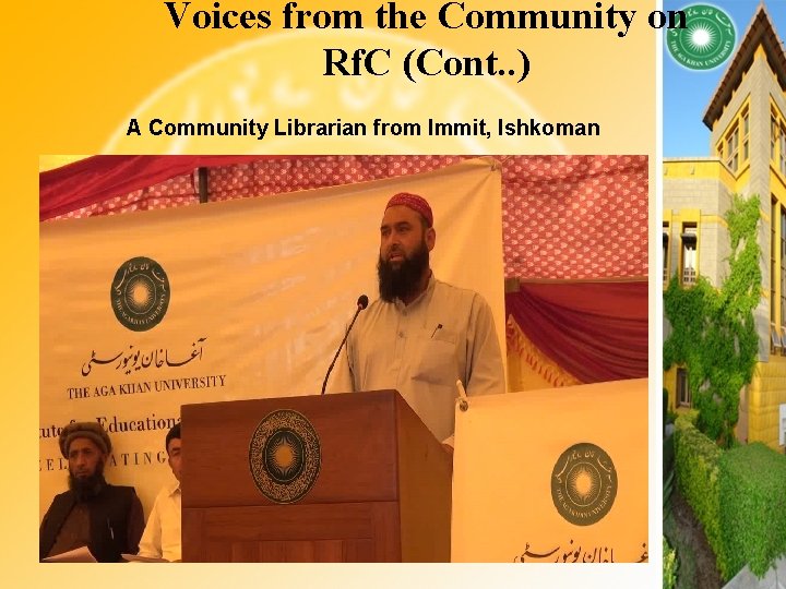 Voices from the Community on Rf. C (Cont. . ) A Community Librarian from