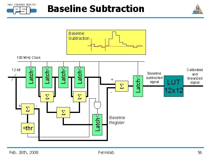 Baseline Subtraction S - <thr Feb. 26 th, 2008 - S S Latch +