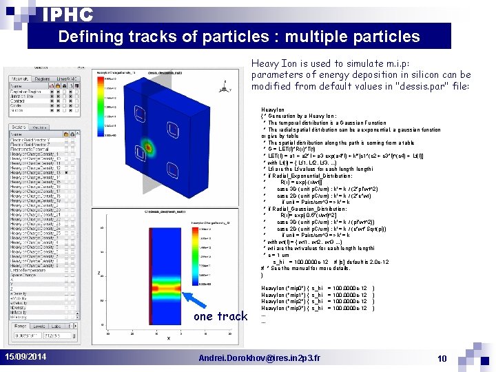 IPHC Defining tracks of particles : multiple particles Heavy Ion is used to simulate
