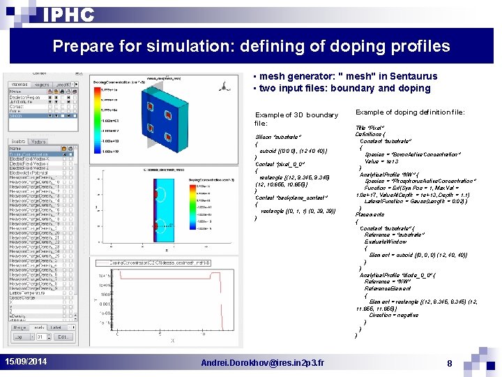 IPHC Prepare for simulation: defining of doping profiles • mesh generator: " mesh" in