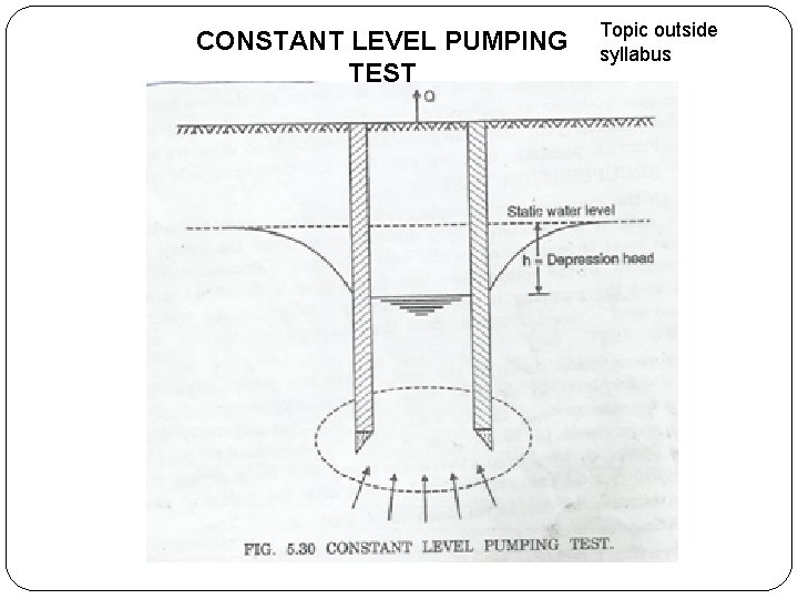 CONSTANT LEVEL PUMPING TEST Topic outside syllabus 