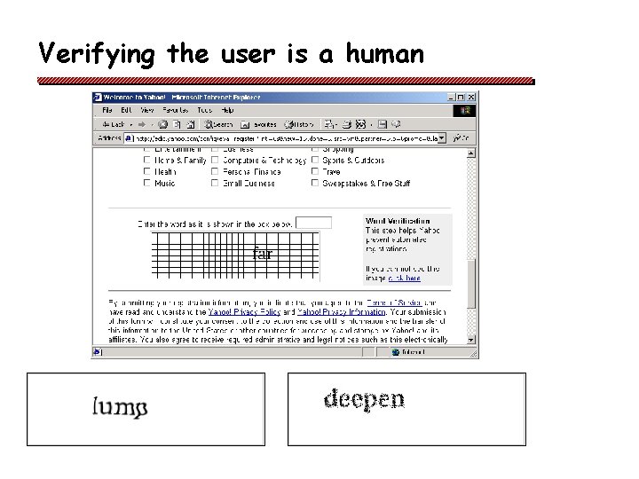 Verifying the user is a human 