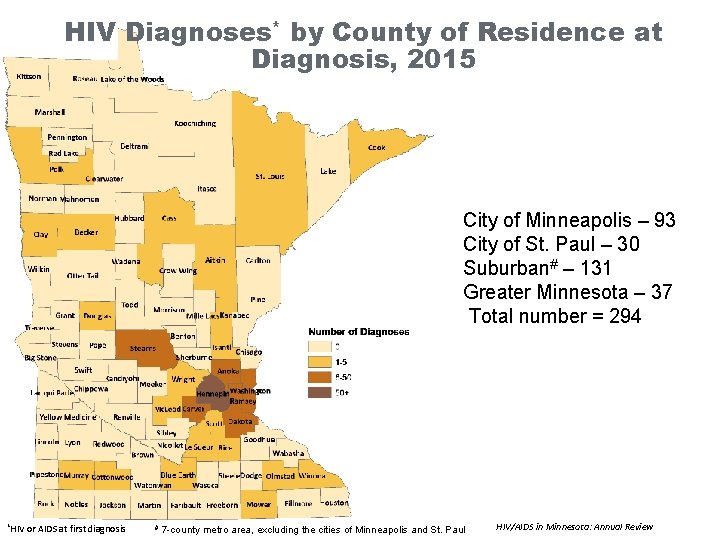 HIV Diagnoses* by County of Residence at Diagnosis, 2015 City of Minneapolis – 93