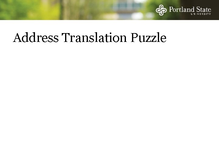 Address Translation Puzzle 