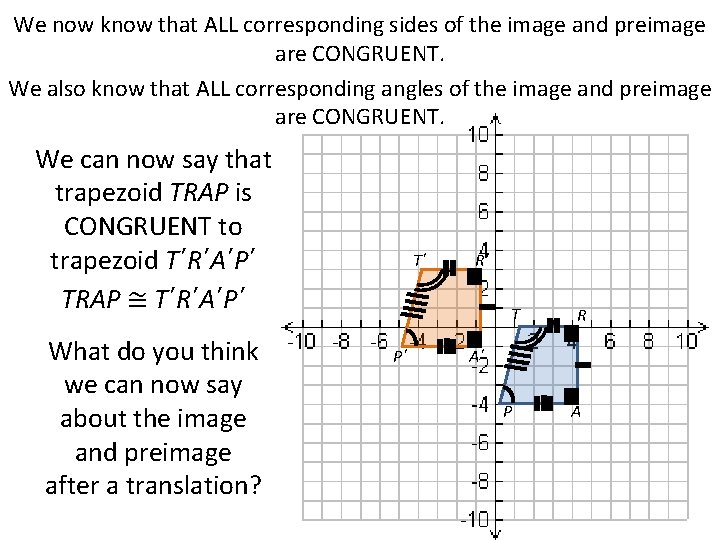 We now know that ALL corresponding sides of the image and preimage are CONGRUENT.