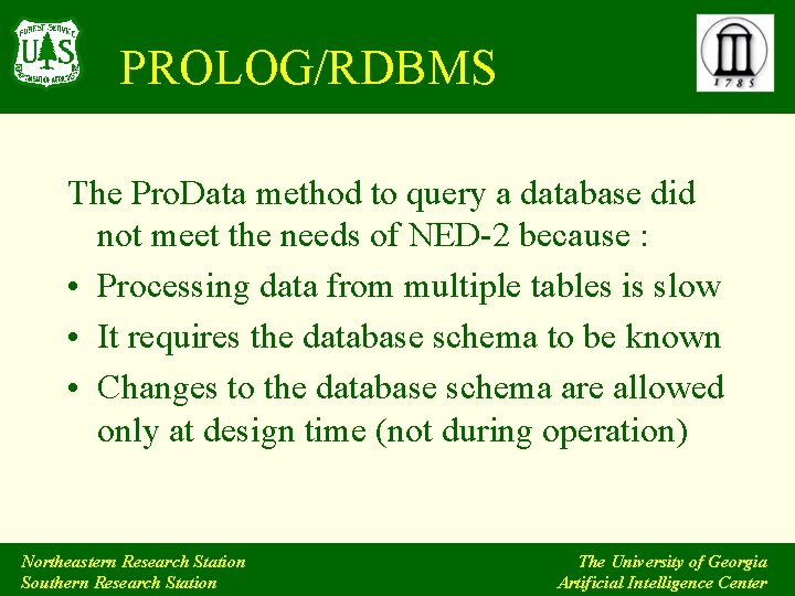 PROLOG/RDBMS The Pro. Data method to query a database did not meet the needs