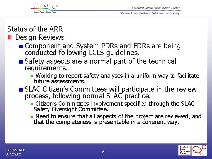 Sad Reliability Program The SAD and ARR for Commissioning The Status