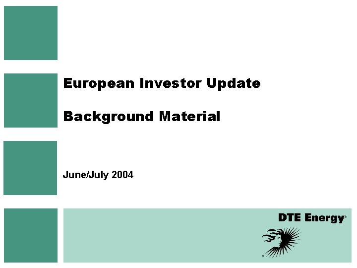 European Investor Update Background Material June/July 2004 