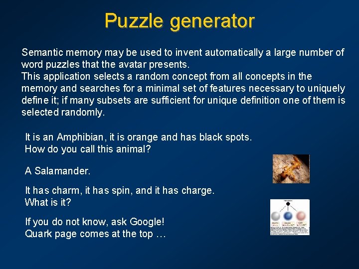 Puzzle generator Semantic memory may be used to invent automatically a large number of