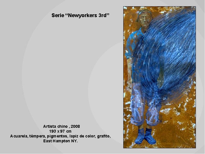 Serie “Newyorkers 3 rd” Artista chino , 2008 193 x 97 cm Acuarela, témpera,