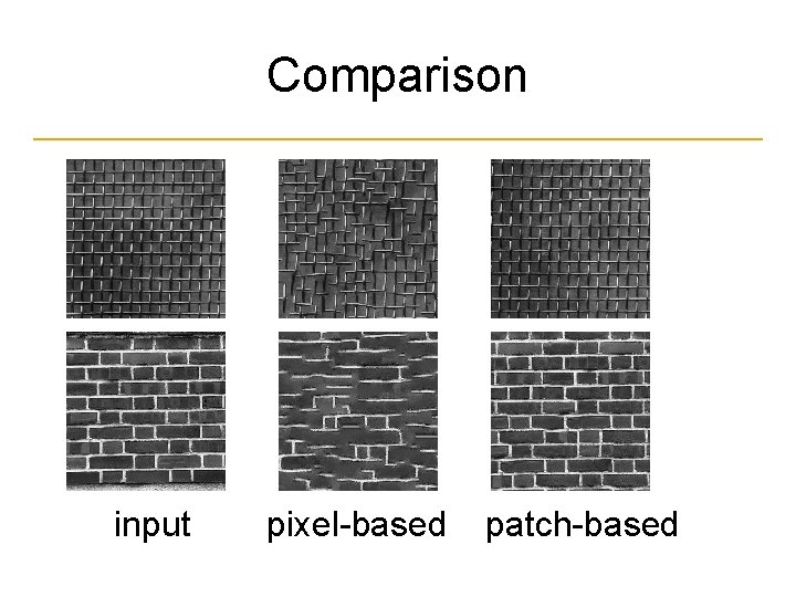 Comparison input pixel-based patch-based 
