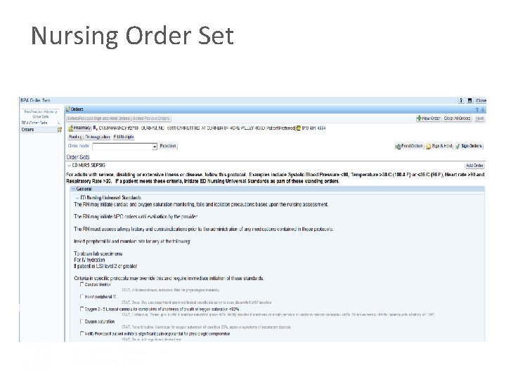 Nursing Order Set 