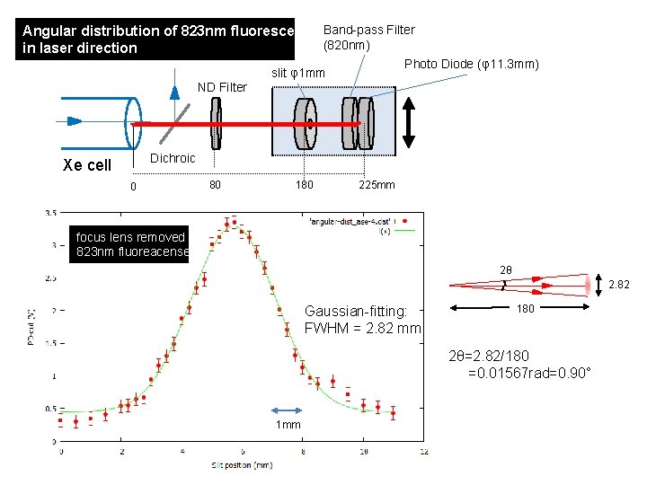 Angular distribution of 823 nm fluorescence Band-pass Filter (820 nm) in laser direction Photo