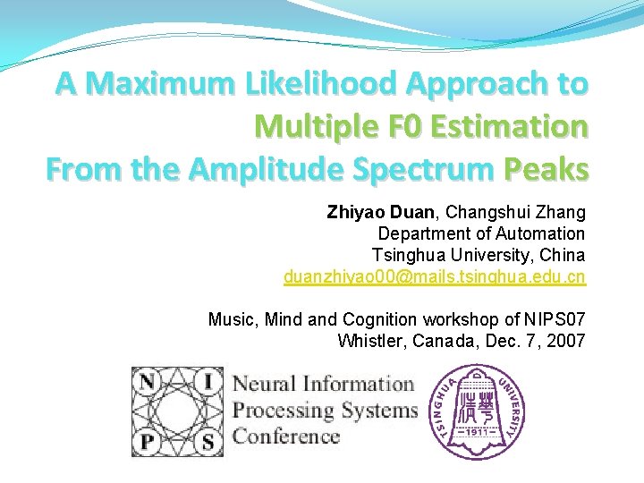 A Maximum Likelihood Approach to Multiple F 0 Estimation From the Amplitude Spectrum Peaks