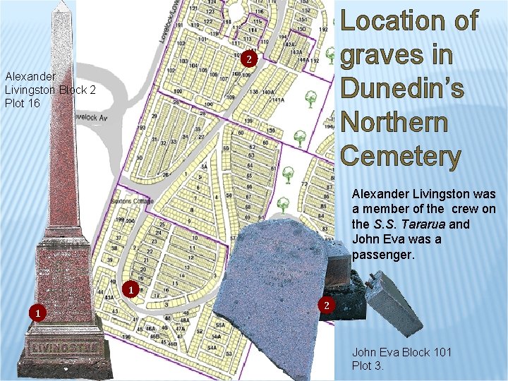 Location of graves in Dunedin’s Northern Cemetery 2 Alexander Livingston Block 2 Plot 16