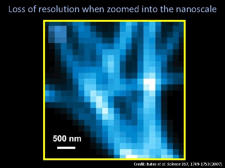 Loss of resolution when zoomed into the nanoscale Credit: Bates et al. Science 317,