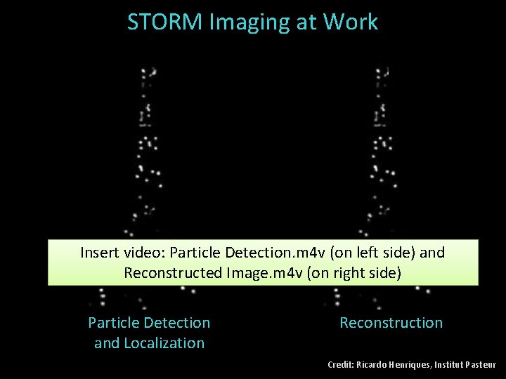 STORM Imaging at Work Insert video: Particle Detection. m 4 v (on left side)