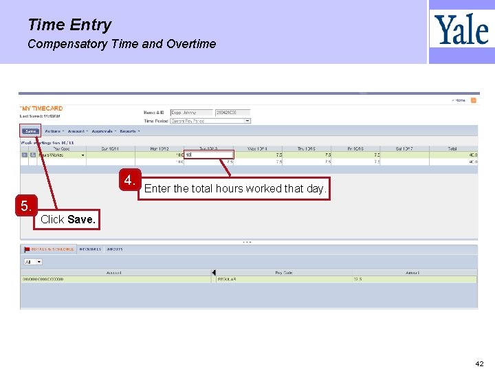 Time Entry Compensatory Time and Overtime 4. 5. Enter the total hours worked that