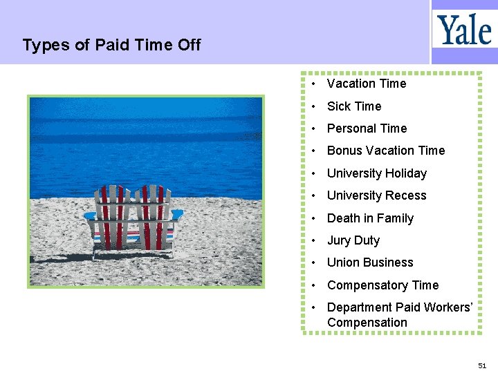 Types of Paid Time Off • Vacation Time • Sick Time • Personal Time