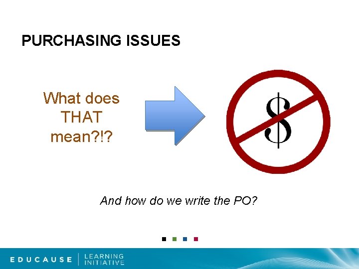 PURCHASING ISSUES What does THAT mean? !? And how do we write the PO?