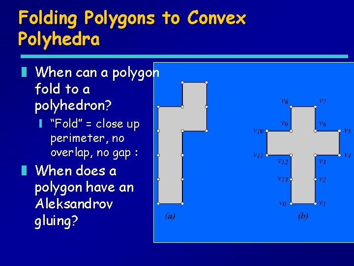 Folding Polygons to Convex Polyhedra z When can a polygon fold to a polyhedron?