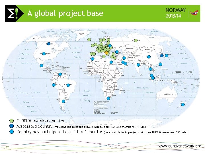 A global project base > 12 EUREKA member country Associated country (may lead projects