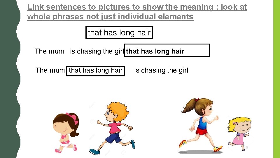 Link sentences to pictures to show the meaning : look at whole phrases not Link sentences to pictures to show the meaning : look at whole phrases not