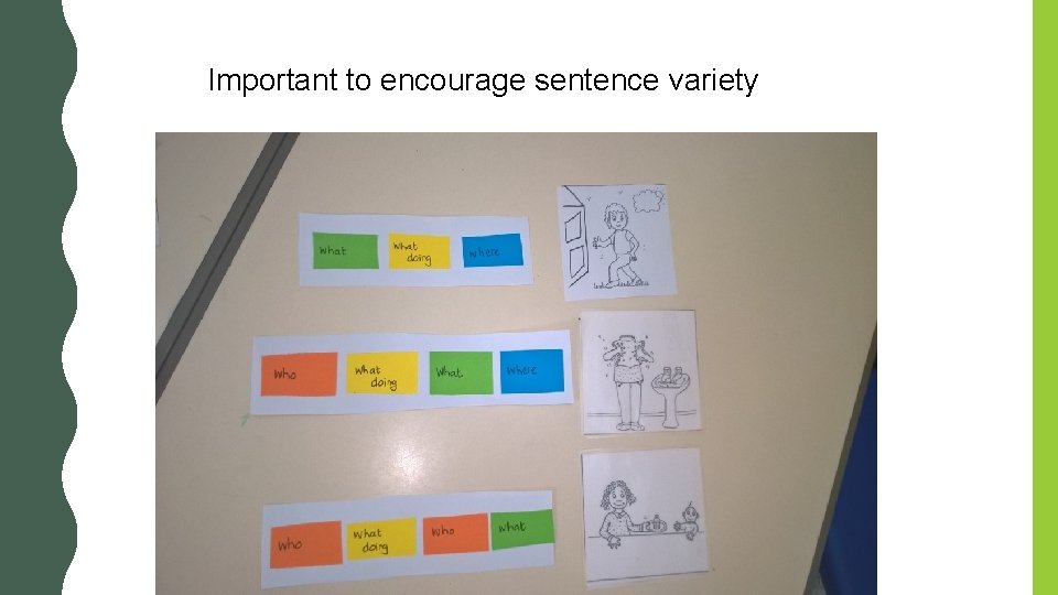 Important to encourage sentence variety Important to encourage sentence variety