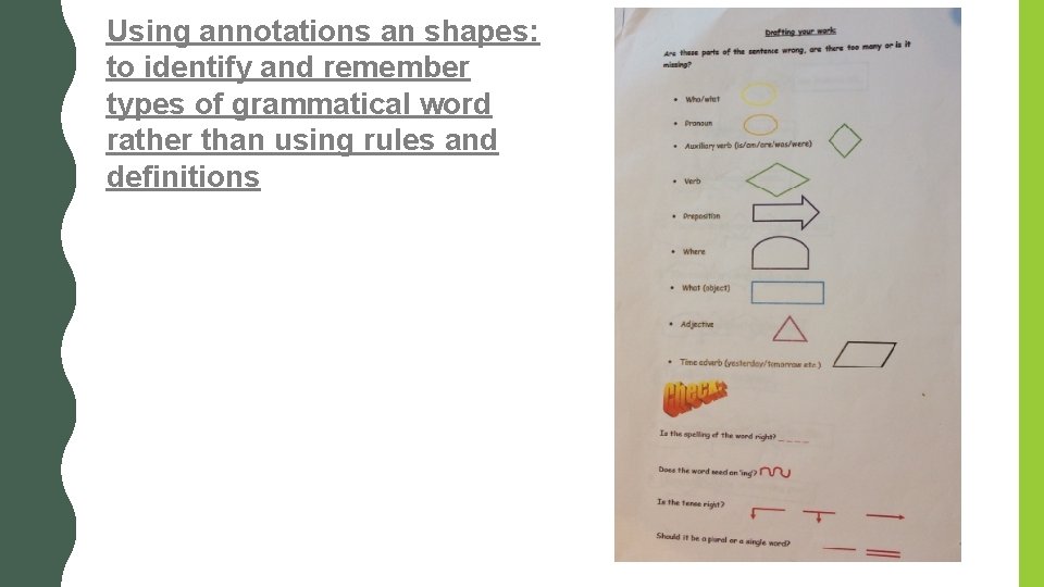 Using annotations an shapes: to identify and remember types of grammatical word rather than Using annotations an shapes: to identify and remember types of grammatical word rather than