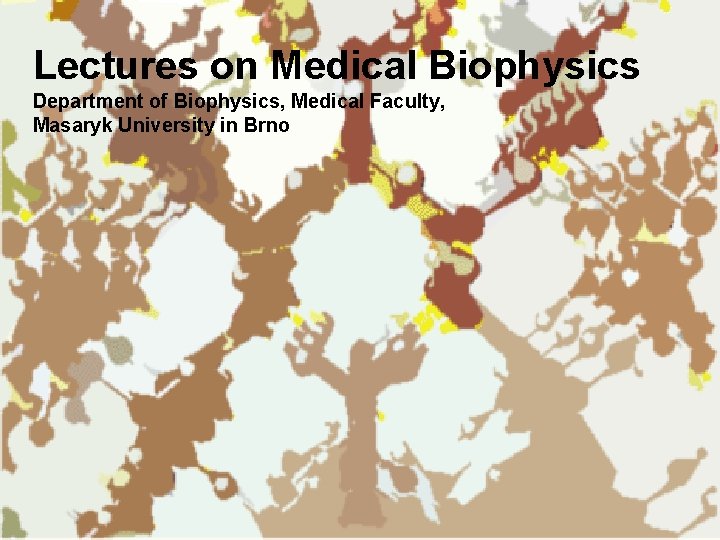 Lectures on Medical Biophysics Department of Biophysics, Medical Faculty, Masaryk University in Brno 