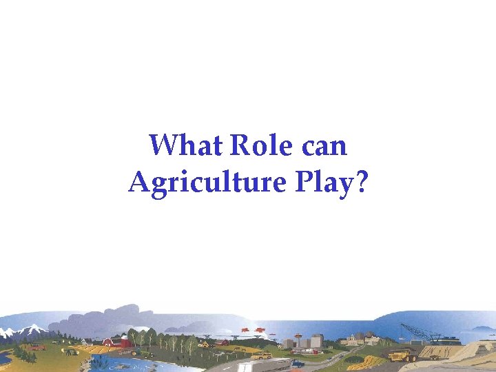 What Role can Agriculture Play? 
