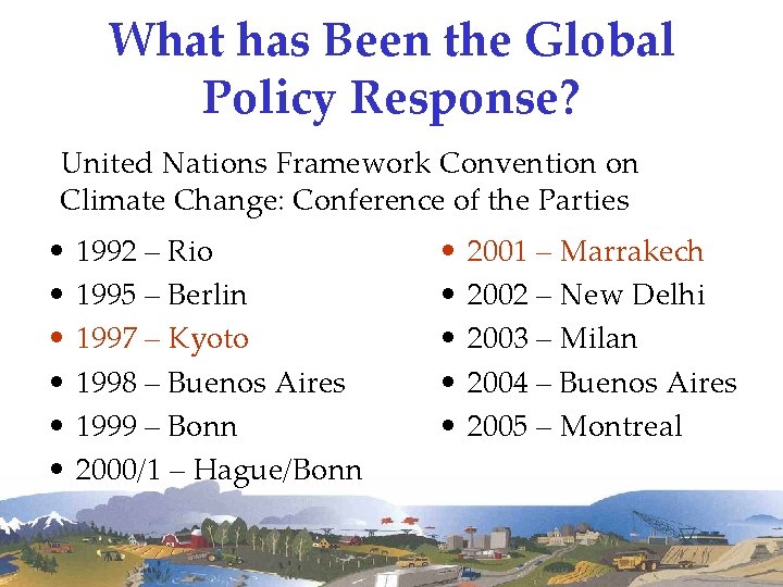 What has Been the Global Policy Response? United Nations Framework Convention on Climate Change: