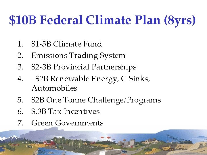 $10 B Federal Climate Plan (8 yrs) 1. 2. 3. 4. $1 -5 B