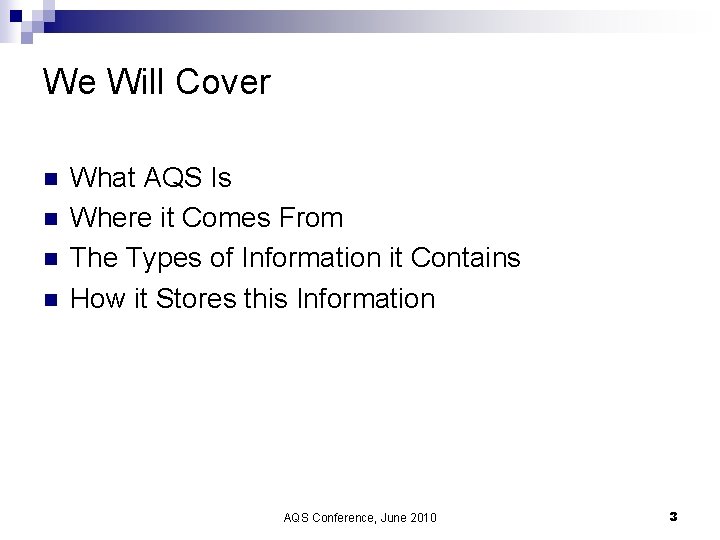 We Will Cover n n What AQS Is Where it Comes From The Types