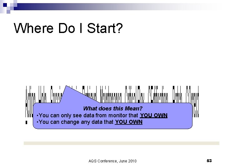 Where Do I Start? What does this Mean? • You can only see data