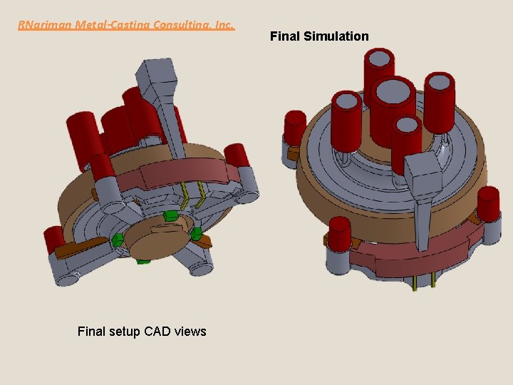 RNariman Metal-Casting Consulting, Inc. Final setup CAD views Final Simulation 