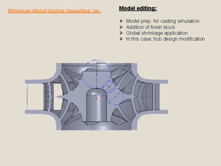RNariman Metal-Casting Consulting, Inc. Model editing: Ø Ø Model prep. for casting simulation Addition
