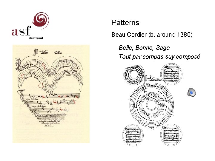 Patterns Beau Cordier (b. around 1380) Belle, Bonne, Sage Tout par compas suy composé