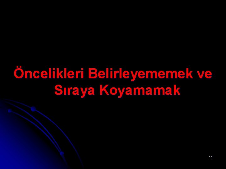 Öncelikleri Belirleyememek ve Sıraya Koyamamak 15 Öncelikleri Belirleyememek ve Sıraya Koyamamak 15