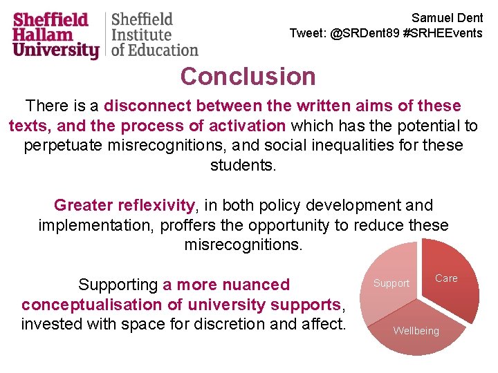 Samuel Dent Tweet: @SRDent 89 #SRHEEvents Conclusion There is a disconnect between the written